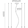 Pakabinamas šviestuvas LED šviestuvo ISIA pakabinimo rinkinys, baltas, 6m, PUSH/DALI, 81CON34536BDP