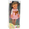 Lean Toys Lėlė su rausva suknele ir kaspinu, ilgi rudi plaukai