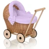 Lėlių vežimėlis pintas su paminkštinimu šviesiai violetinis Stella