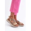 Lengvi moteriški patogūs Velcro sandalai smėlio spalvos Ceclea