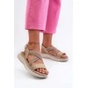 Lengvi moteriški patogūs Velcro sandalai smėlio spalvos Ceclea