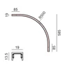 Lenktas paviršinis magnetinės sistemos bėgelis MINI_LINE ARC S HR, 42V, juodas, R500mm