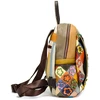 Magic Bags Damski skórzany plecak w kolorową mozaikę i kwiaty stylowy