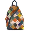 Magic Bags Skórzany pojemny damski torebka-plecak w mozaikę miejski