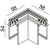 Magnetinės sistemos IN_LINE paviršinio bėgelio L formos sujungimas, baltas