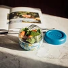 Quokka Bubble Food Jar - Plastic food container / Priešpiečių dėžutė 500 ml (Mėlyna Peonies)