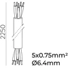 Maitinimo kabelis, 5 polių, 2250mm, skirtas EASY LINK sistemai, juodas, PUSH/DALI, K2005341N