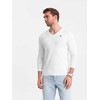 Marškinėlių ilgomis rankovėmis rinkinys vyriškas baltas slim fit V formos iškirpte 2 vnt. Ombre