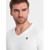 Marškinėlių ilgomis rankovėmis rinkinys vyriškas baltas slim fit V formos iškirpte 2 vnt. Ombre