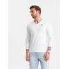 Marškinėlių ilgomis rankovėmis rinkinys vyriškas baltas slim fit V formos iškirpte 2 vnt. Ombre