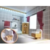 MDF medinis lėlių namelis su baldais 78 cm juodas LED
