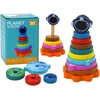 Dėlionė Medinė piramidė Planetos Lean Toys, 10 d.