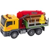 Lean Toys Geltonas medienos gabenimo sunkvežimis su kranu 1:14