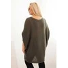 Megztinis moterims oversize tipo su moheros ponču, chaki spalvos
