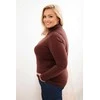 Megztinis moteriškas rudas klasikinio kirpimo Plus Size