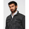 Men's denim jacket katana with washem - juodas V3 OM-JADJ-0219