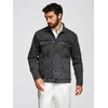 Men's denim jacket katana with washem - juodas V3 OM-JADJ-0219