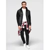 Men's denim jacket with knitted sleeves and hood - juodas V3 OM-JADJ-0220