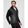 Men's denim jacket with knitted sleeves and hood - juodas V3 OM-JADJ-0220