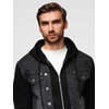 Men's denim jacket with knitted sleeves and hood - juodas V3 OM-JADJ-0220