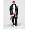 Men's denim jacket with knitted sleeves and hood - juodas V3 OM-JADJ-0220