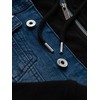 Men's denim jacket with knitted sleeves and hood - mėlynas and juodas V2 OM-JADJ-0220
