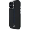 Mercedes MEHMP16S23SUMBK Apple iPhone 16 6.1″ juodos spalvos kietas dėklas Silicone Mėlyna Stripe MagSafe