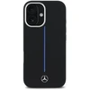 Mercedes MEHMP16S23SUMBK Apple iPhone 16 6.1″ juodos spalvos kietas dėklas Silicone Mėlyna Stripe MagSafe