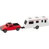 Lean Toys Raudonas metalinis automobilis su kemperiu