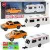 Lean Toys Metalinis oranžinis automobilis su kemperiu