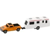 Lean Toys Metalinis oranžinis automobilis su kemperiu