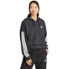 Moterims skirtas adidas Essentials 3 juostelių French Terry džemperis su puseniu užtrauktuku, juodas JN1956