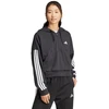 Moterims skirtas adidas Essentials 3 juostelių French Terry džemperis su puseniu užtrauktuku, juodas JN1956