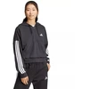 Moterims skirtas adidas Essentials 3 juostelių French Terry džemperis su puseniu užtrauktuku, juodas JN1956