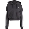 Moterims skirtas adidas Essentials 3 juostelių French Terry džemperis su puseniu užtrauktuku, juodas JN1956