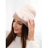 Moteriška beanie kepurė su dekoratyvia detale, kapučino spalvos
