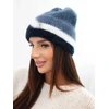 Moteriška beanie kepurė su dekoru, džinso mėlynos spalvos