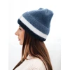 Moteriška beanie kepurė su dekoru, džinso mėlynos spalvos