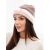 Moteriška beanie kepurė su dekoru, kapučino ir baltos spalvos