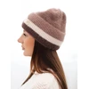 Moteriška beanie kepurė su dekoru, rudos spalvos