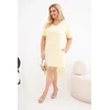 Moteriška geltona suknelė su V formos iškirpte ir kutais, Plus Size