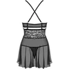 Moteriška juoda babydoll su stringais