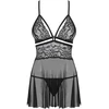 Moteriška juoda babydoll su stringais