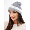 Moteriška kepurė beanie su dekoru, tamsiai pilkos ir pilkos spalvos