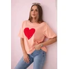 Moteriška medvilninė palaidinė su širdelės raštu, rožinės spalvos