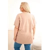 Moteriška medvilninė Plus Size palaidinė su plunksnų aplikacijomis, smėlio spalvos