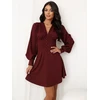 Moteriška mini suknelė su V formos iškirpte Italy Moda, bordo