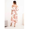 Moteriška off-shoulder midi suknelė su gėlių raštu, raudona