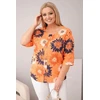Moteriška oranžinė Plus Size palaidinė trumpomis rankovėmis ir sagomis
