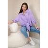 Moteriška oversize medvilninė mušelino palaidinė, violetinė